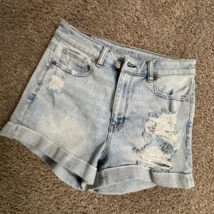 American Eagle Outfitters Light Blue Ripped Jean Shorts